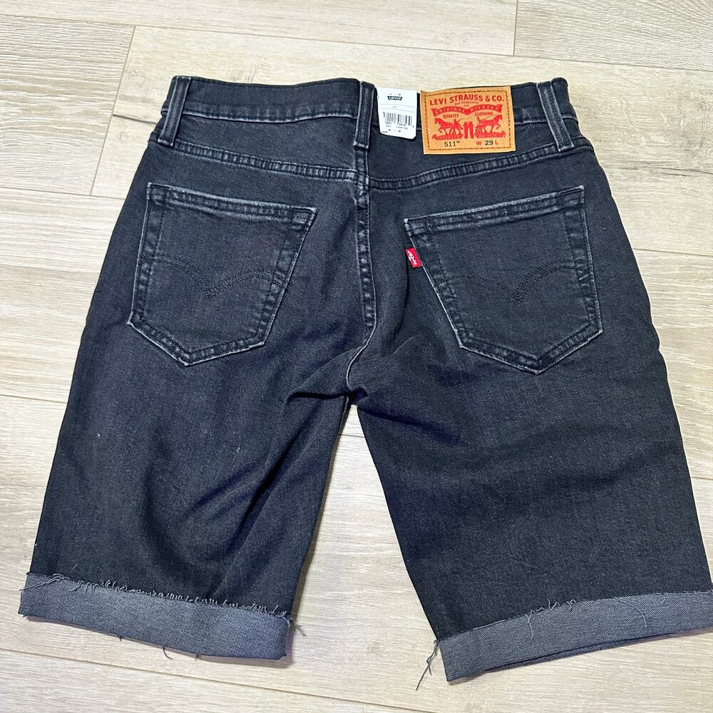 Levi's 511 Shorts 29W streetwear distressed casual short black shredded